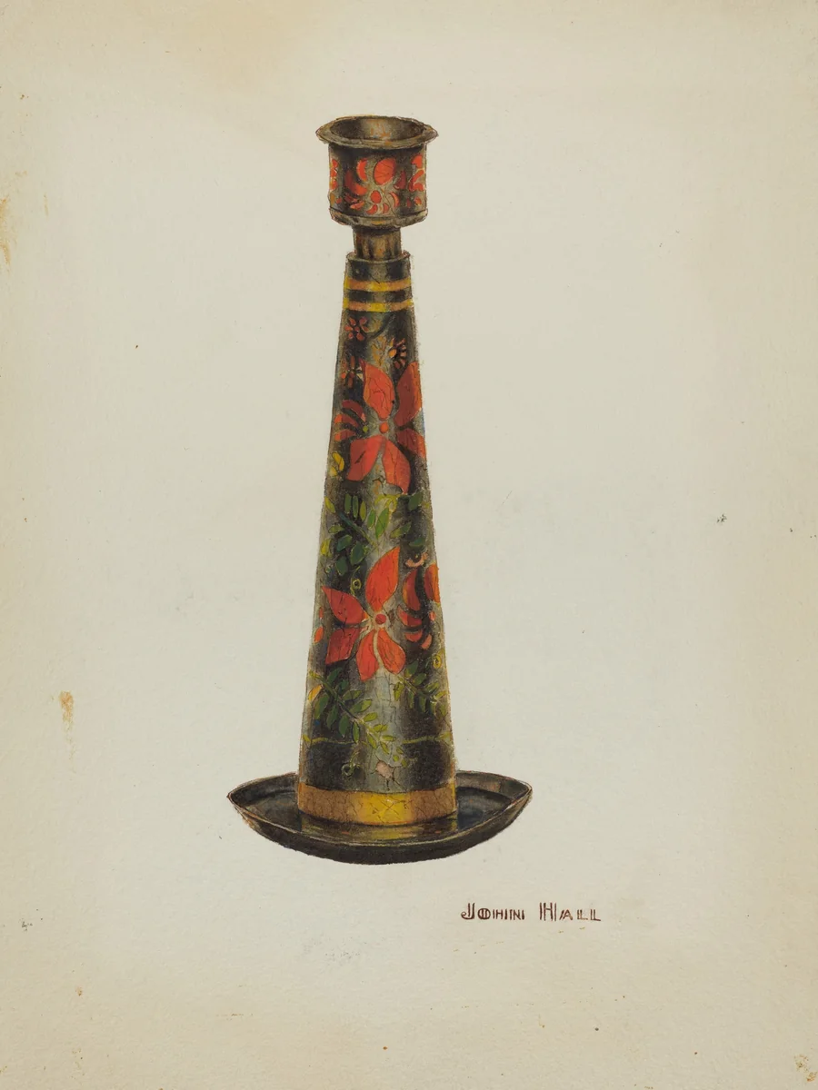 Toleware Candlestick by John Hall, index of american design, 1935-1942