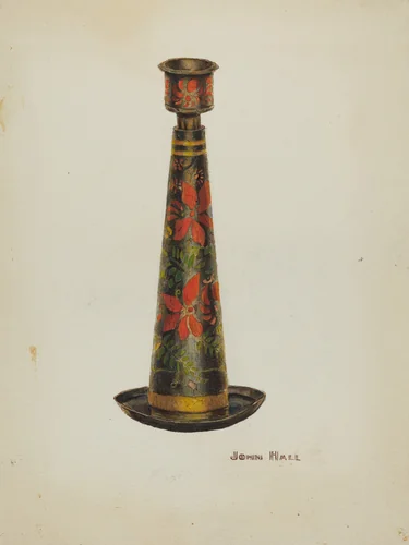 Toleware Candlestick by John Hall, index of american design, 1935-1942
