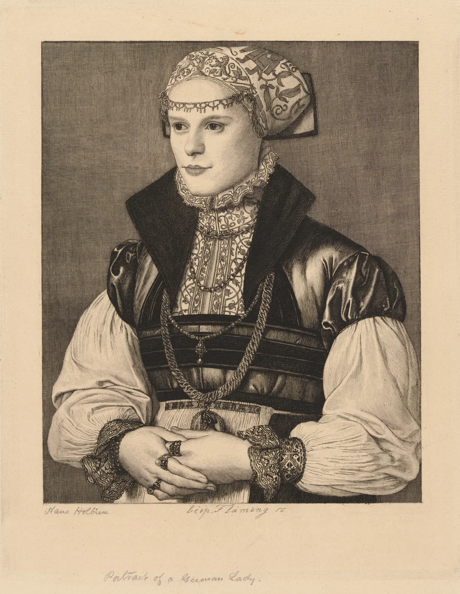Portrait of a German Lady by Léopold Flameng, print, 1850-1911