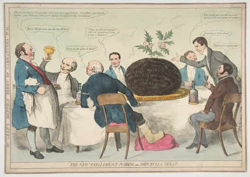 The New Parliament Pudding or John Bull's Treat by anonymous, print, 1827-1837