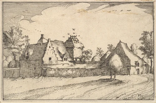 Walled Farm, plate 11 from "Regiunculae et Villae Aliquot Ducatus Brabantiae" by Claes Jansz Visscher, print, 1605-1615