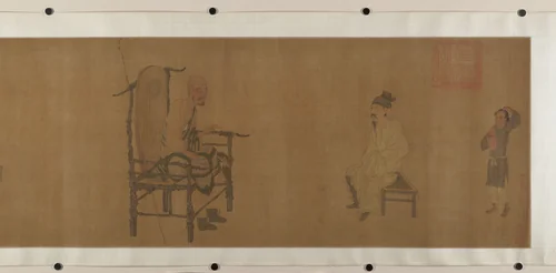 Xiao Yi Obtaining the Lanting Manuscript from the Monk Biancai by Unidentified Artist, painting, 1368-1911
