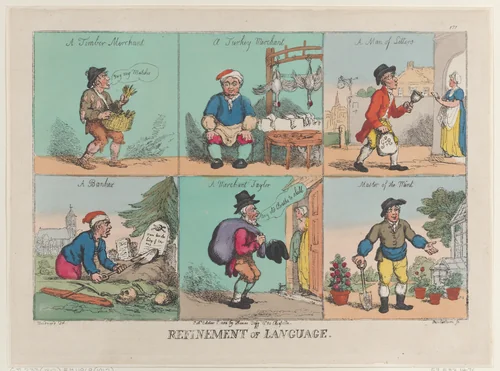 Refinement of Language by Thomas Rowlandson, print, 1802