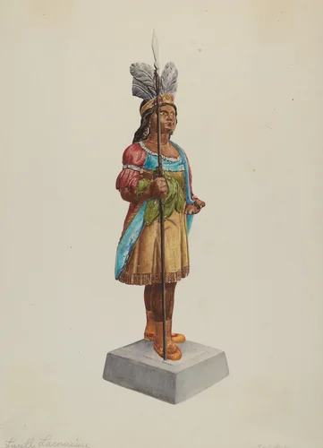 Cigar Store Indian by Lucille Lacoursiere, index of american design, 1938
