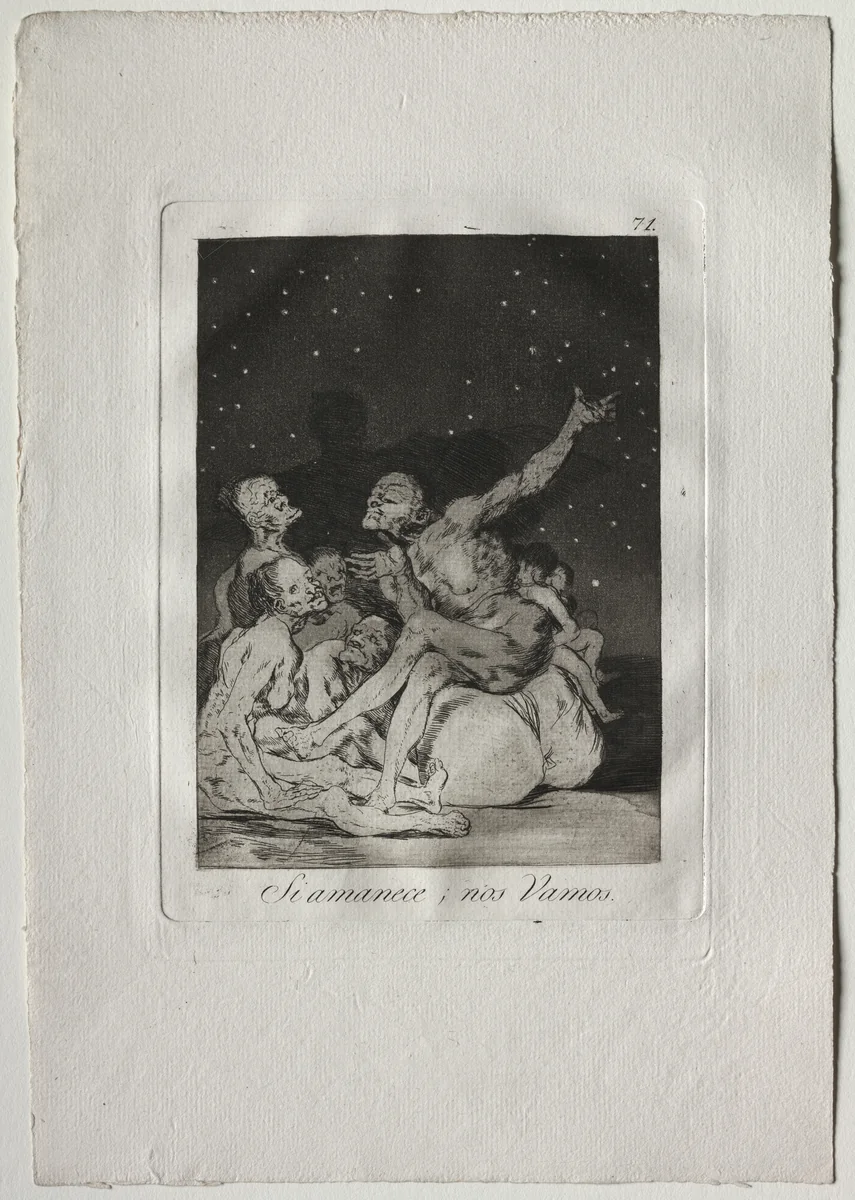 When Day Breaks We Will Be Off, Plate 71 by Francisco de Goya, print, 1799