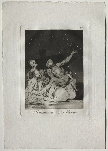 When Day Breaks We Will Be Off, Plate 71 by Francisco de Goya, print, 1799