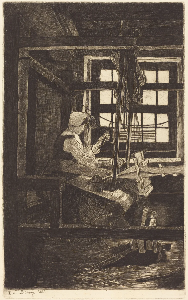 The Weaver (La Tisserande) by François Bonvin, portfolio, 1861