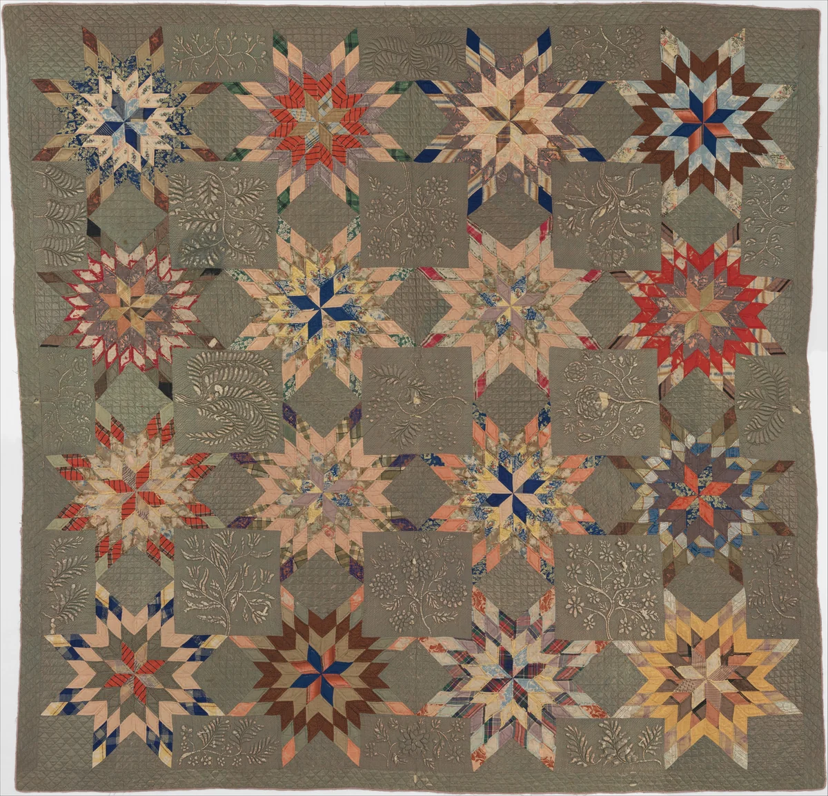 Quilt, Star of Bethlehem pattern variation by Ellen Morton Littlejohn, artwork, 1834-1850
