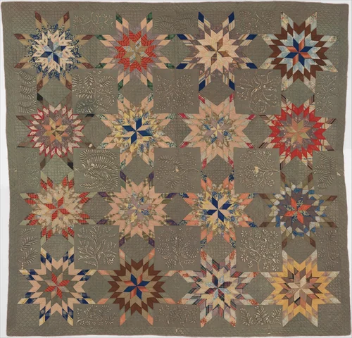 Quilt, Star of Bethlehem pattern variation by Ellen Morton Littlejohn, artwork, 1834-1850