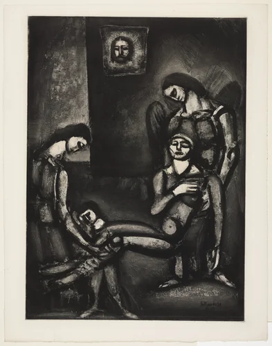 "The Righteous, like Sandalwood, Perfume the Axe That Falls on Them" («Le Juste comme le bois de santal parfume la hache qui le frappe»), plate XLVI from Miserere by Georges Rouault, illustrated book, 1926