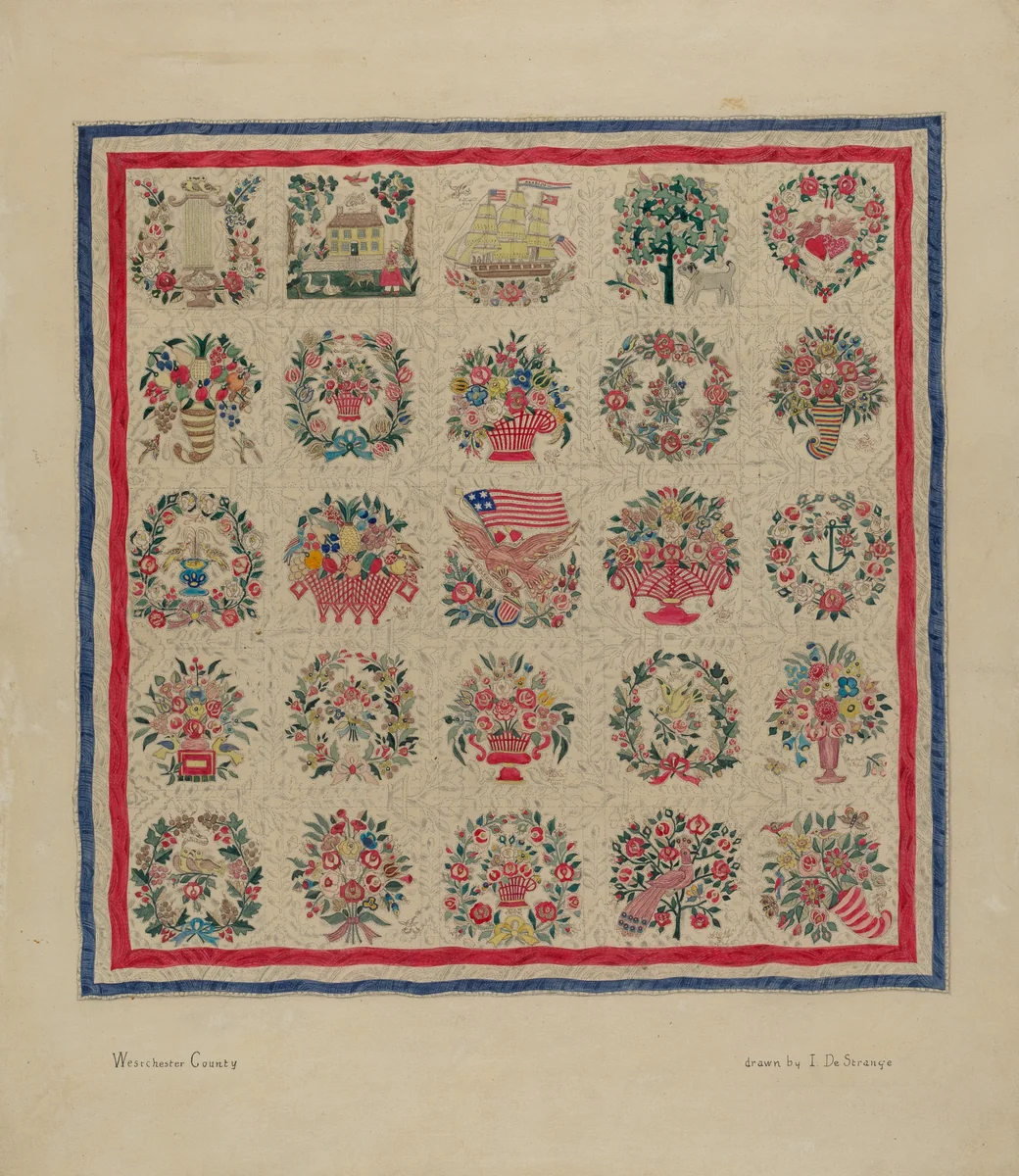 Friendship Quilt by Isabelle De Strange, index of american design, 1937