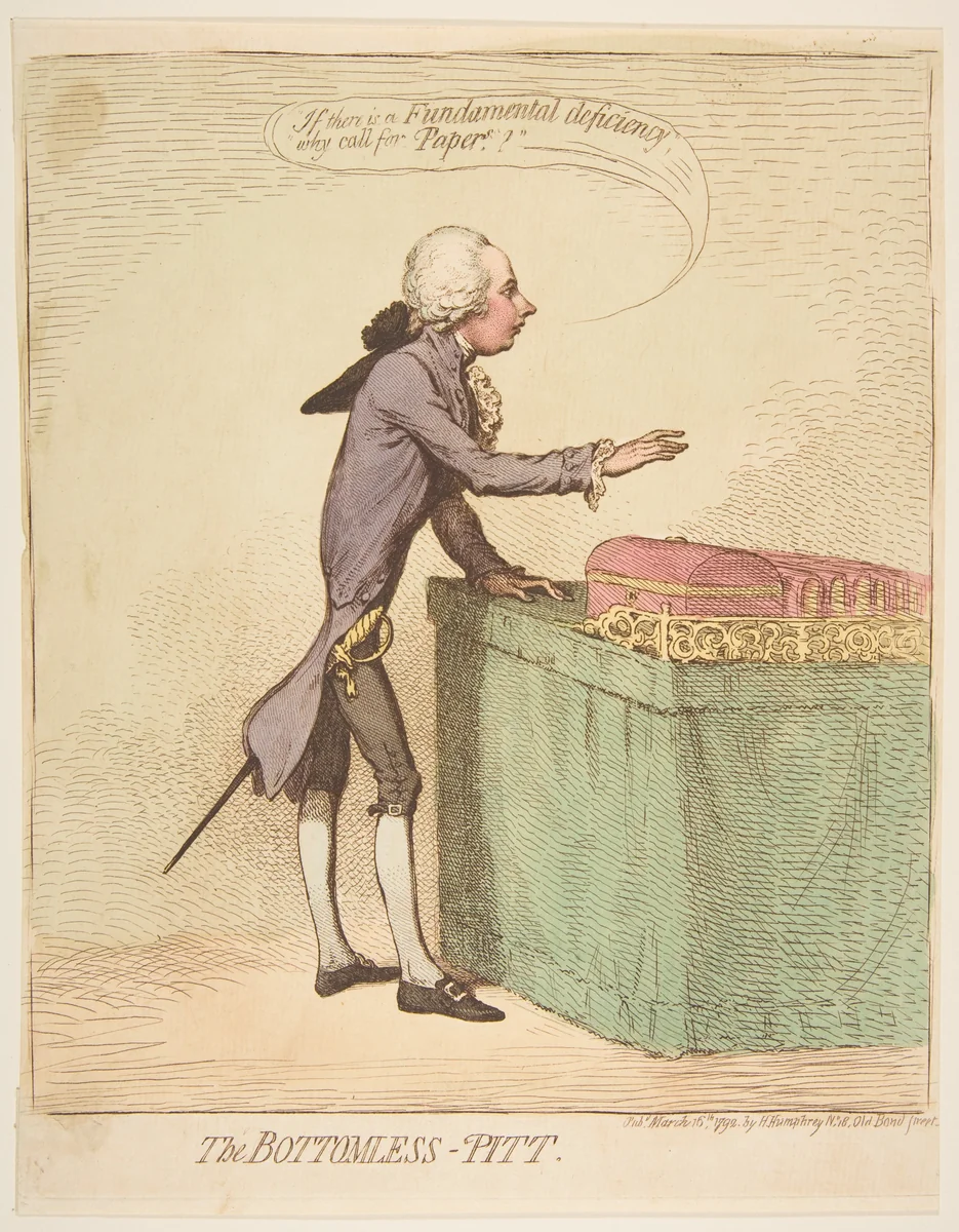 The Bottomless-Pitt by James Gillray, print, 1792