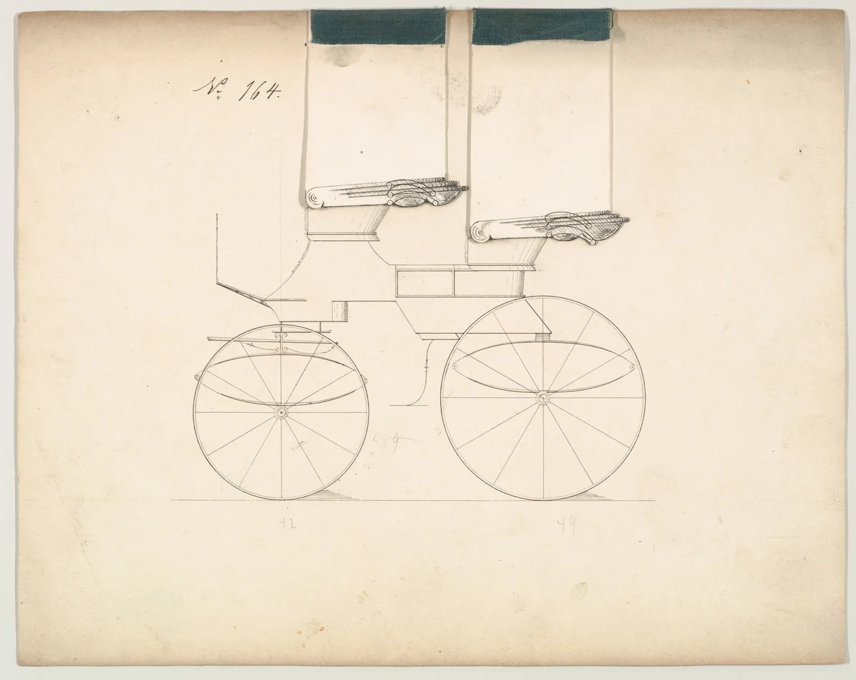 Design for Phaeton, no. 164 by Brewster & Co., drawing, 1850-1874