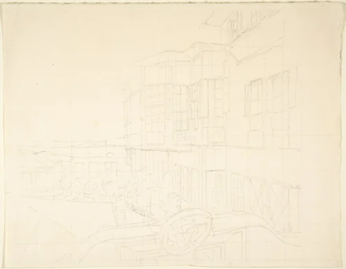 Sketch of Building by Franz von Hauslab, drawing, 1810-1883