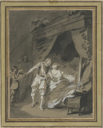 Afscheidsscène by anonymous, drawing, 1700-1800