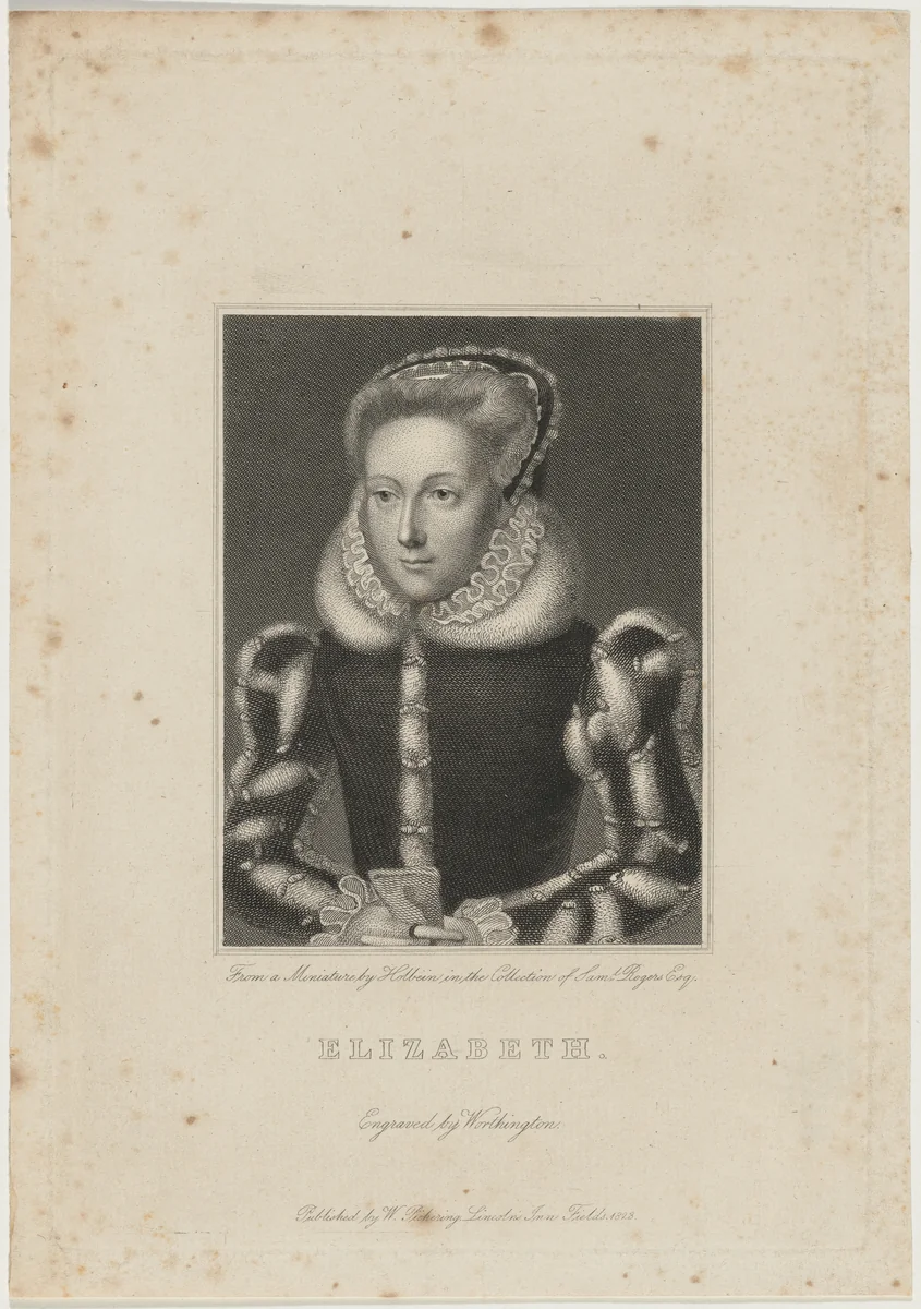 Elizabeth by Hans Holbein the Younger, print, 1823