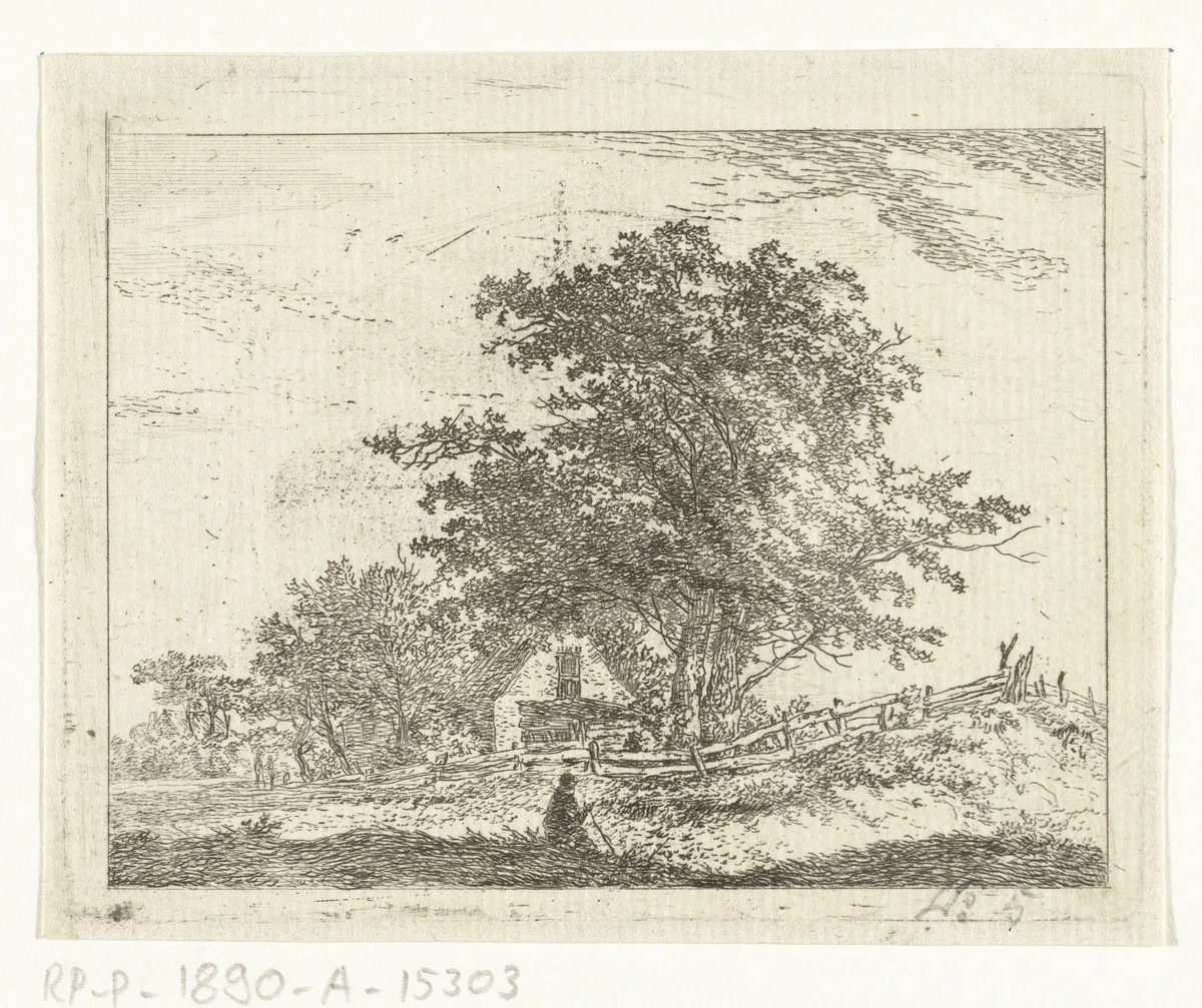 Landschap met rustende wandelaars by Hermanus van Brussel, print, 1800-1815