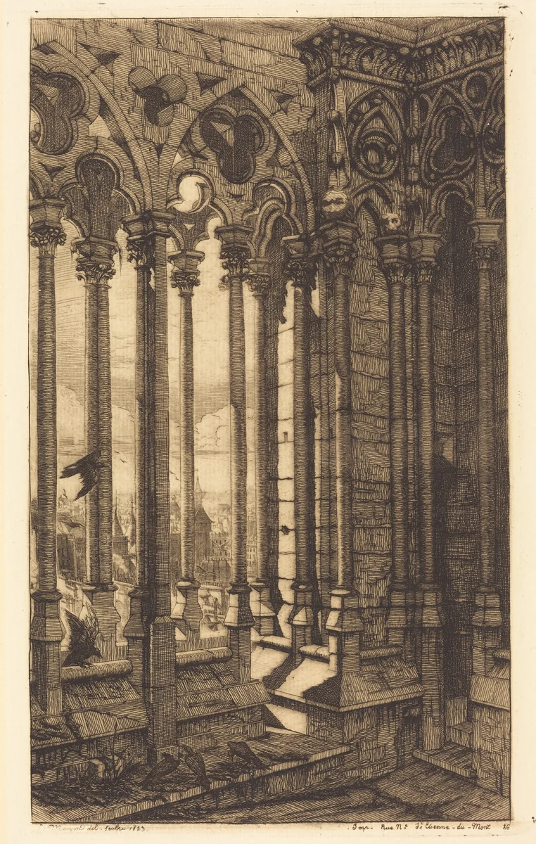 La galerie Notre-Dame, Paris (The Gallery of Notre Dame, Paris) by Charles Meryon, print, 1853