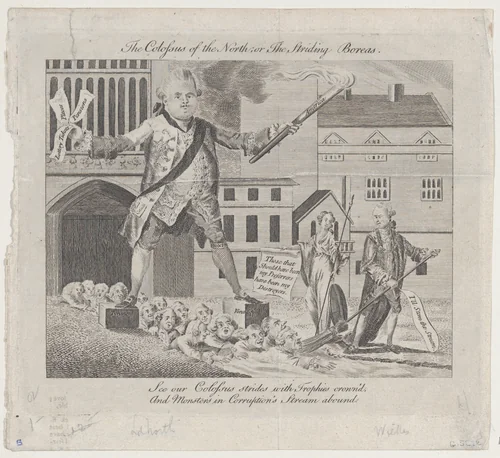 The Colossus of the North; or the Striding Boreas, from The London Magazine by anonymous, print, 1774