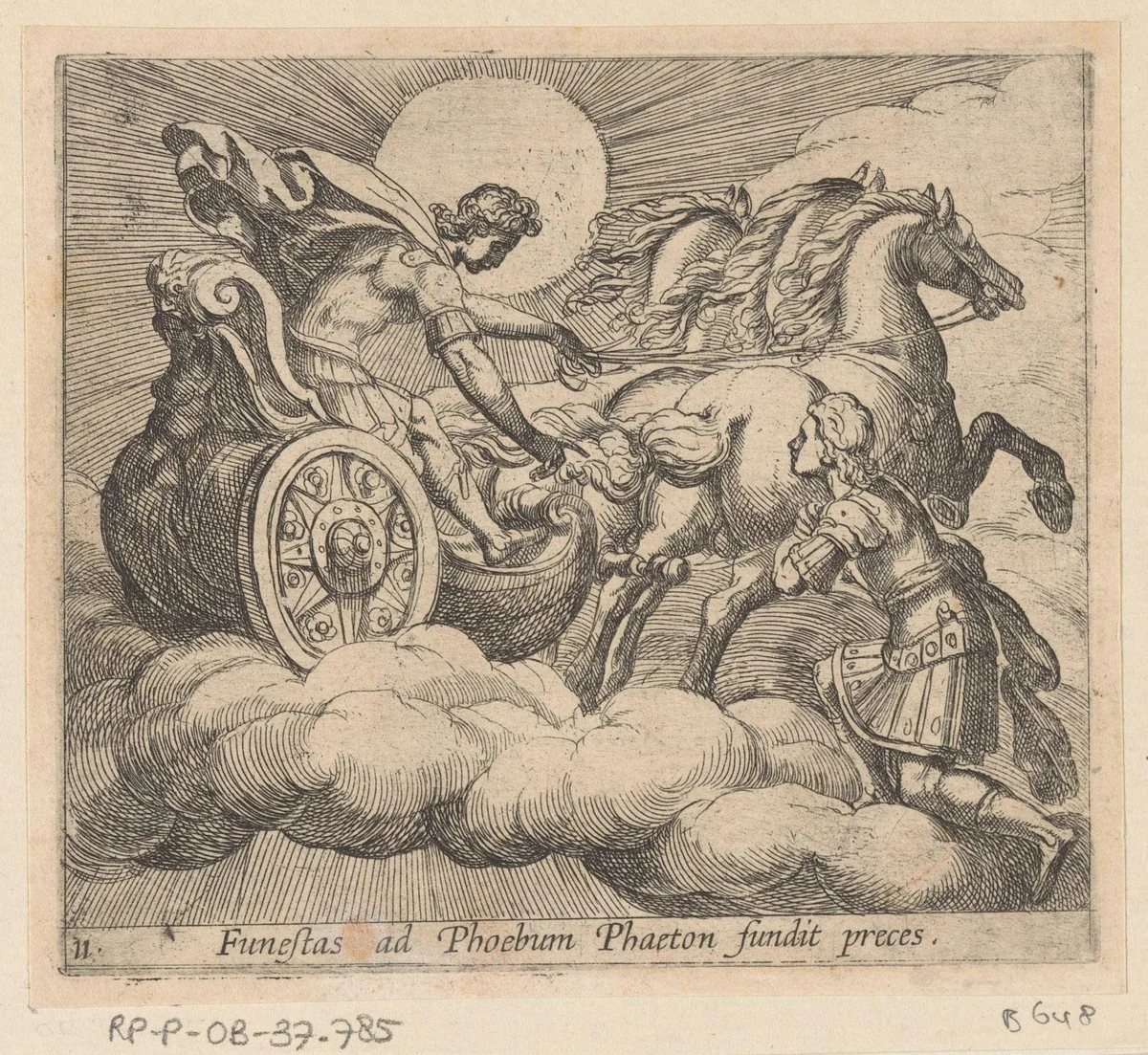 Phaëthon voor Apollo by Antonio Tempesta, print, 1606