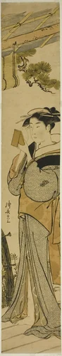 Geisha Applying Makeup by Torii Kiyonaga (鳥居清長), print, 1776-1786