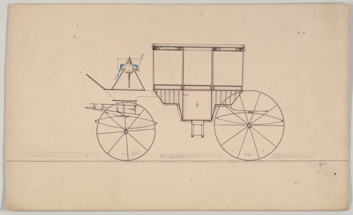 Design for Vis-A-Vis by Brewster & Co., drawing, 1850-1870