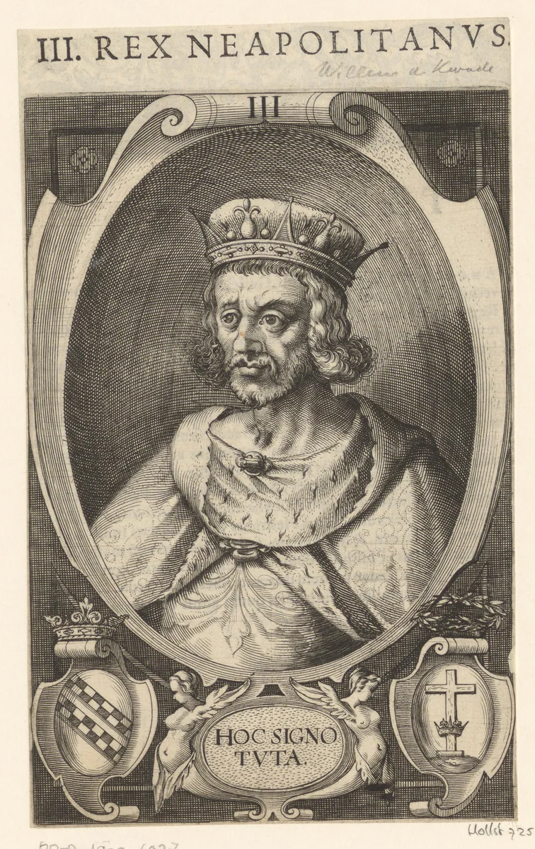Portret van Willem I van Sicilië, koning van Napels by Lucas Kilian, print, 1589-1624