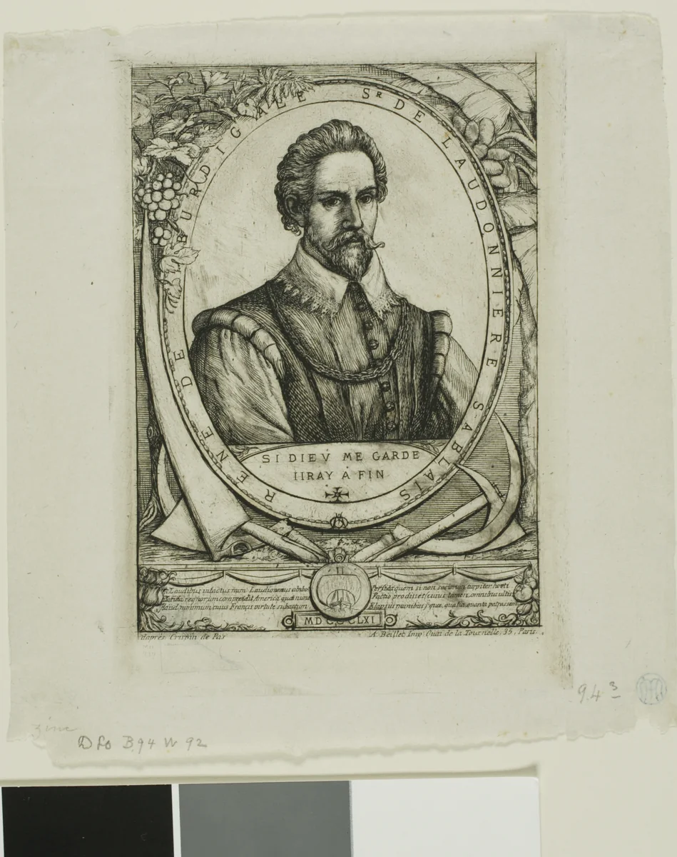 Portrait of René de Laudonnière Sablais (de Burdigale) by Charles Meryon, print, 1861
