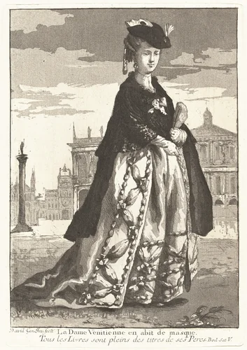 La Dame Venitienne en abit de masque (Venetian Woman in Carnival Dress) by Giovanni David, print, 1775