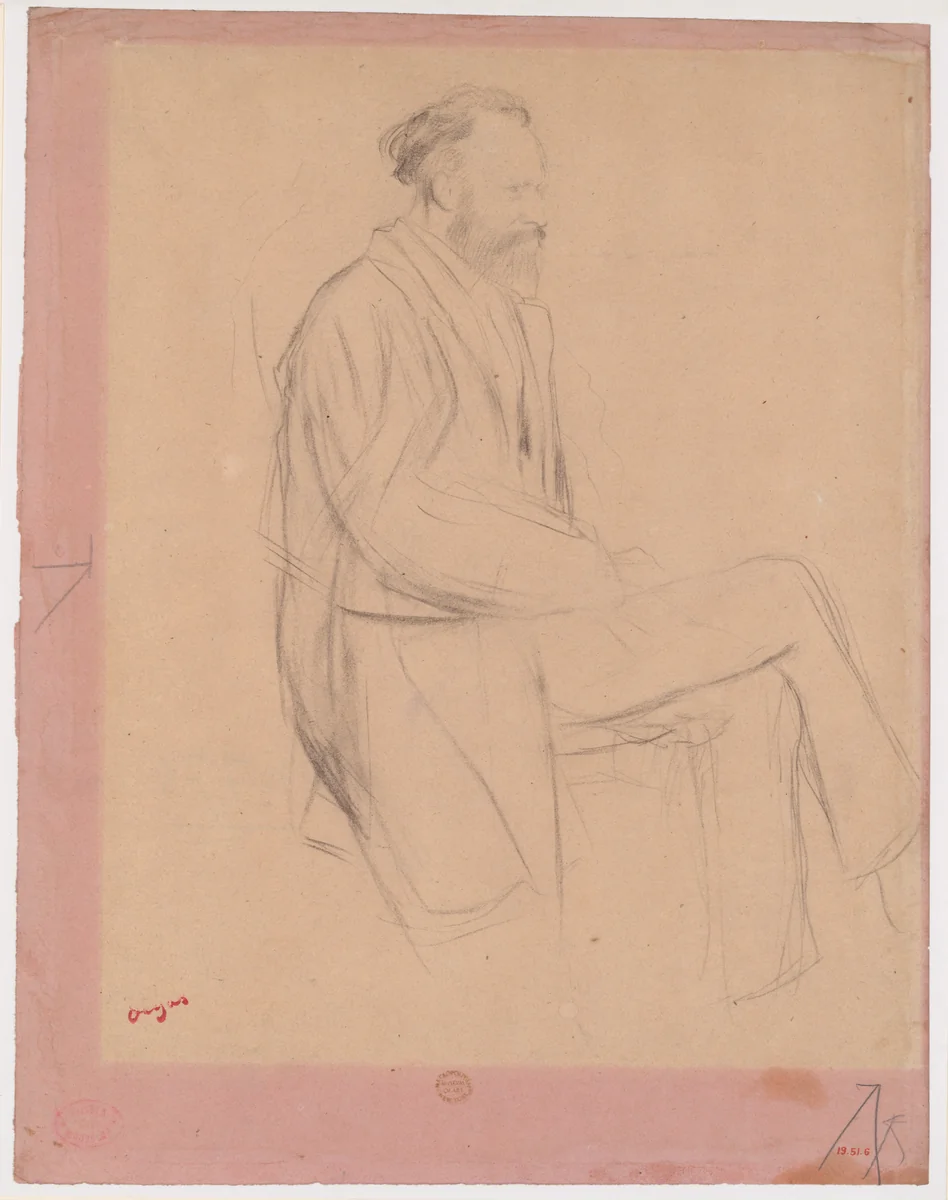 Édouard Manet, Seated, Right Profile by Edgar Degas, drawing, 1863-1873