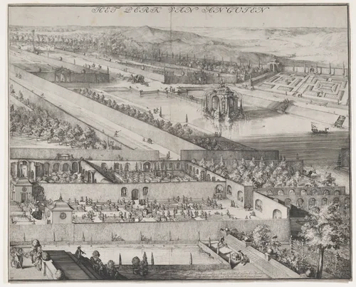 Detail of the Park at Enghien (right half) by Romeyn de Hooghe, print, 1685