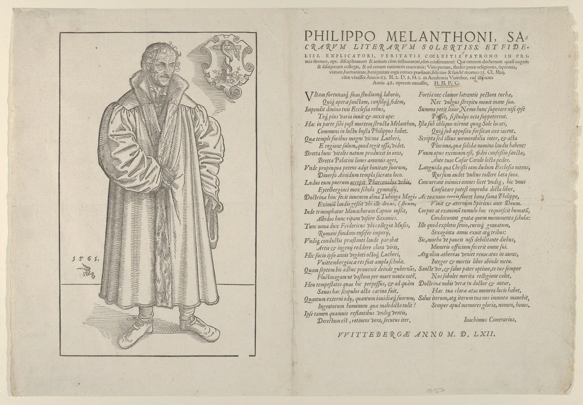 Philip Melanchthon, Full-Length Towards the Right by Lucas Cranach the Younger, print, 1561