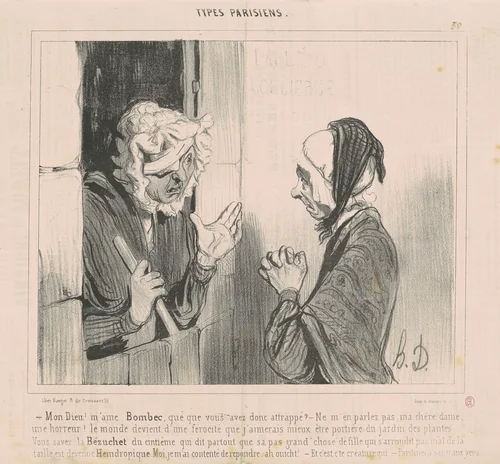 Mon dieu! M'ame Bombec qué que vous avez attrapé? by Honoré Daumier, print, 1840