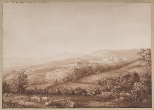 View of Marino in the Alban Hills by Jacob Philipp Hackert, drawing, 1765-1775