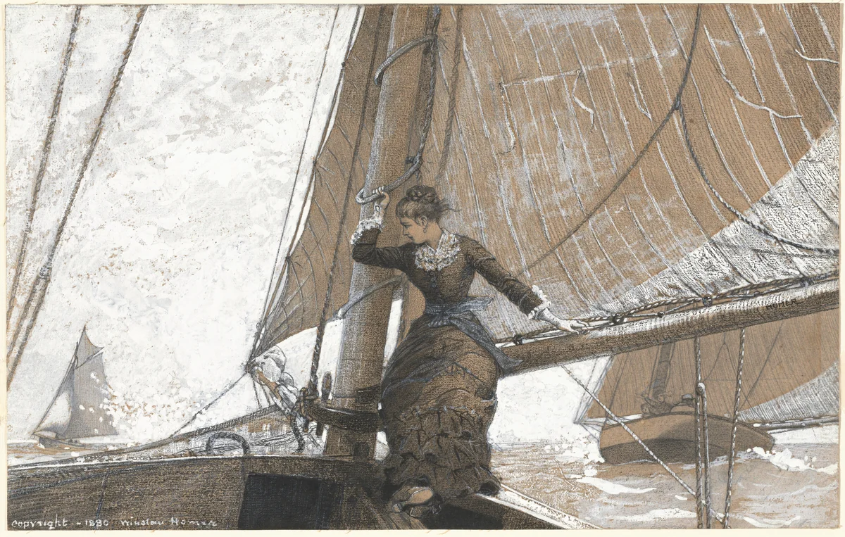 Yachting Girl by Winslow Homer, drawing, 1880