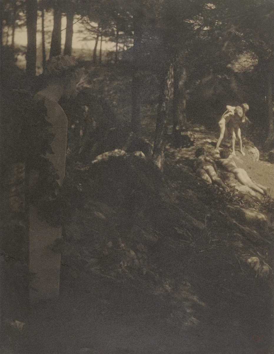 Boys Wrestling by Clarence H. White, photograph, 1908