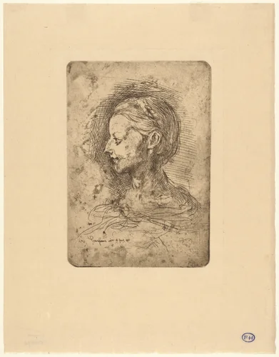 Bust of a Young Girl by Jean Baptiste Carpeaux, print, 1860