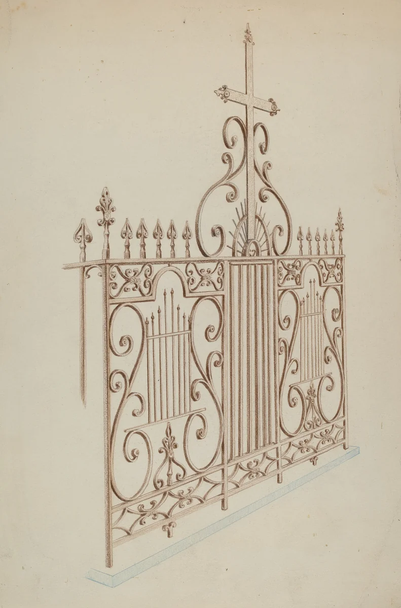 Iron Gate and Fence by Lucien Verbeke, index of american design, 1937