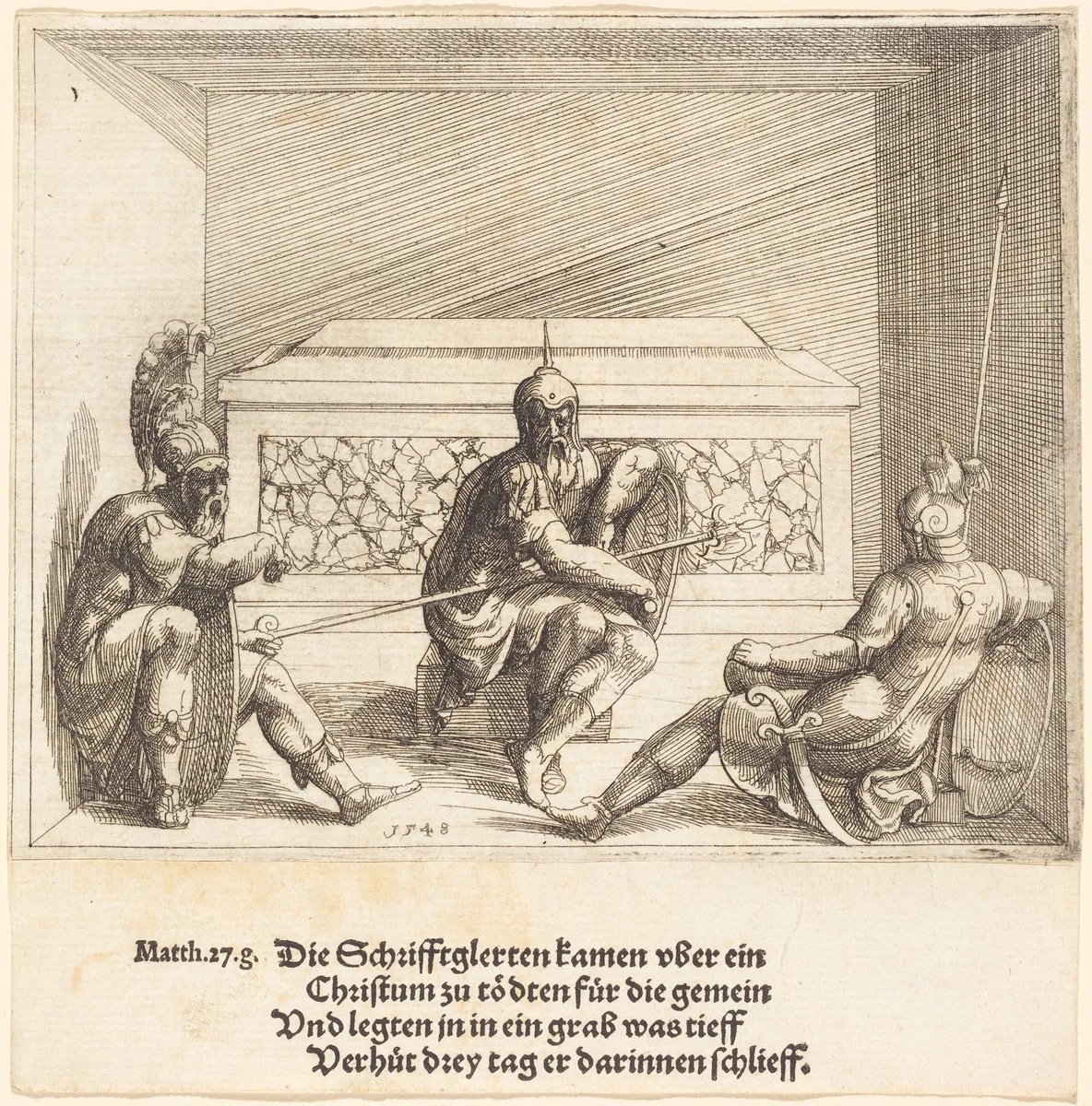 Christ in the Tomb by Augustin Hirschvogel, print, 1548