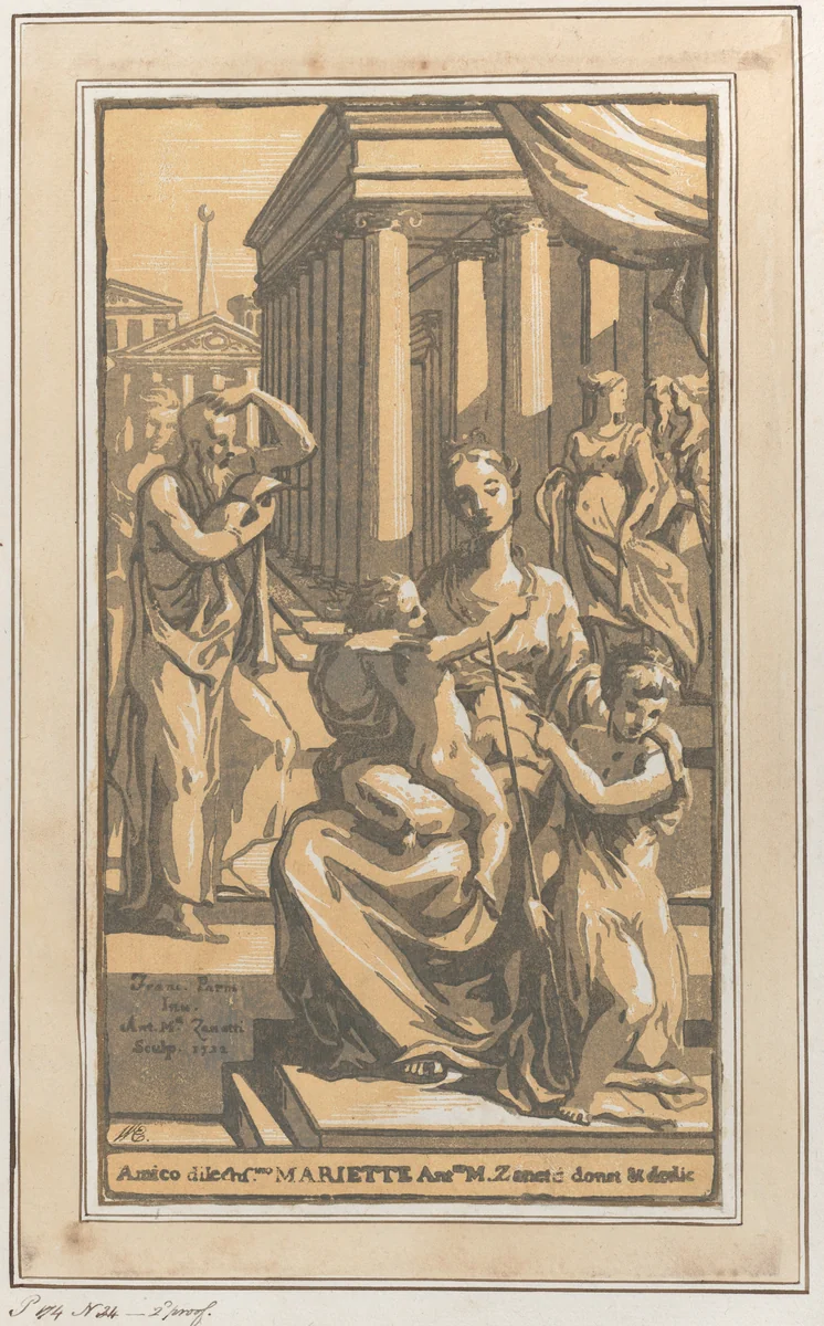 The Virgin and Child with Saint John the Baptist by Anton Maria Zanetti, print, 1722