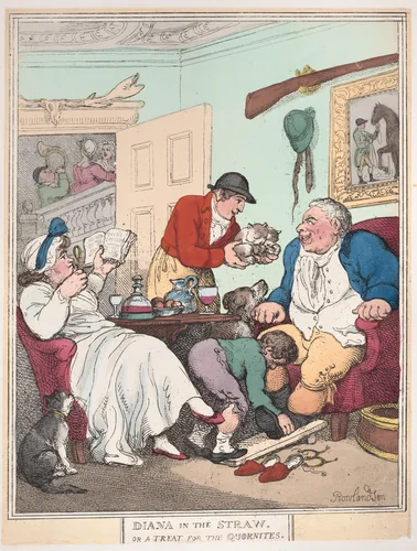 Diana in the Straw, or A Treat for Quornites by Thomas Rowlandson, print, 1804