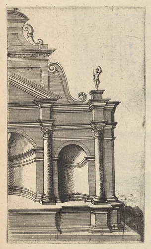 Partial View of a Monument [Mercurii Templum] from the series 'Ruinarum variarum fabricarum delineationes pictoribus caeterisque id genus artificibus multum utiles' by Lambert Suavius, book, 1554
