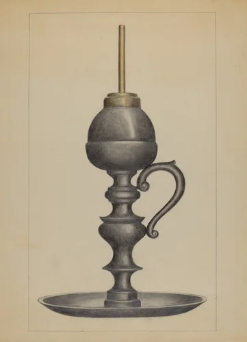 Camphene Lamp by Herman Bader, index of american design, 1936