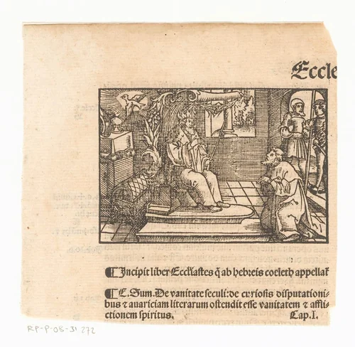 Man knielend voor een koning by anonymous, print, 1500-1599