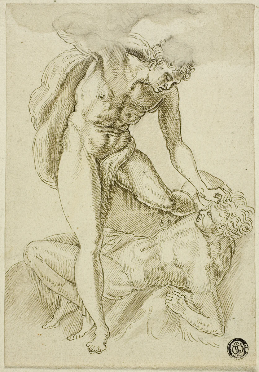 Cain Killing Abel by Frans Floris, drawing, 1539-1570
