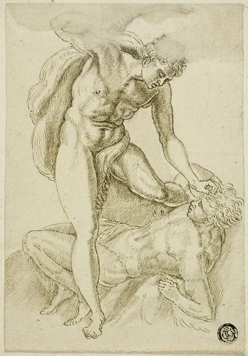 Cain Killing Abel by Frans Floris, drawing, 1539-1570