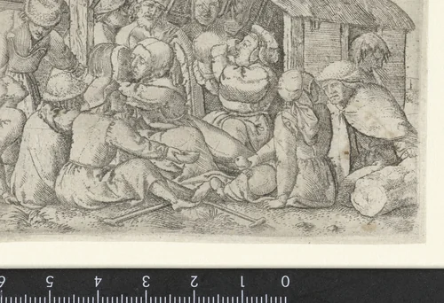 Mensen aan de maaltijd by Unknown, print, 1539