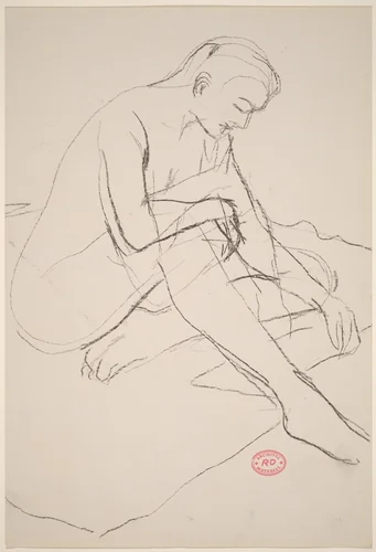 Untitled [female nude seated and looking down] by Richard Diebenkorn, drawing, 1955-1967