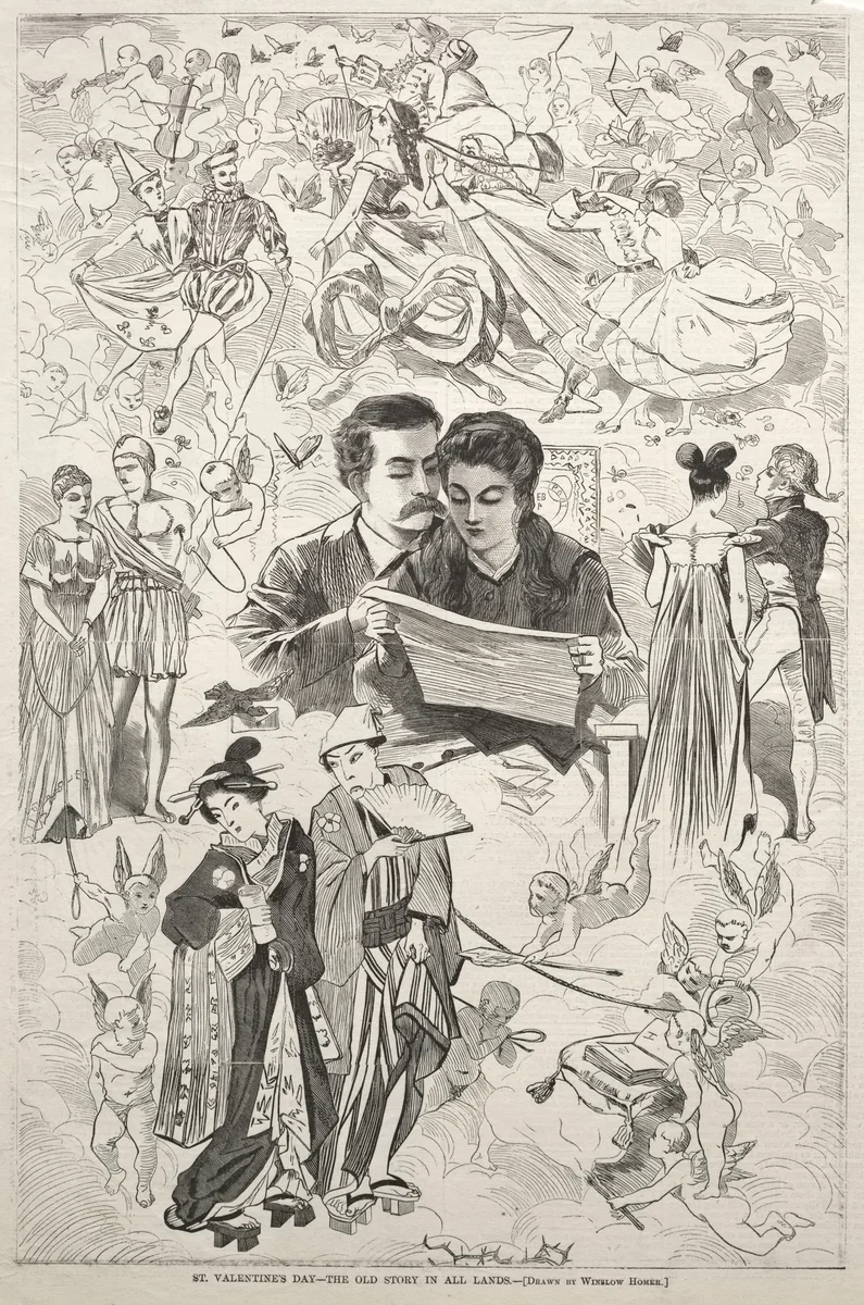 St. Valentine's - The Old Story in All Lands by Winslow Homer, print, 1868