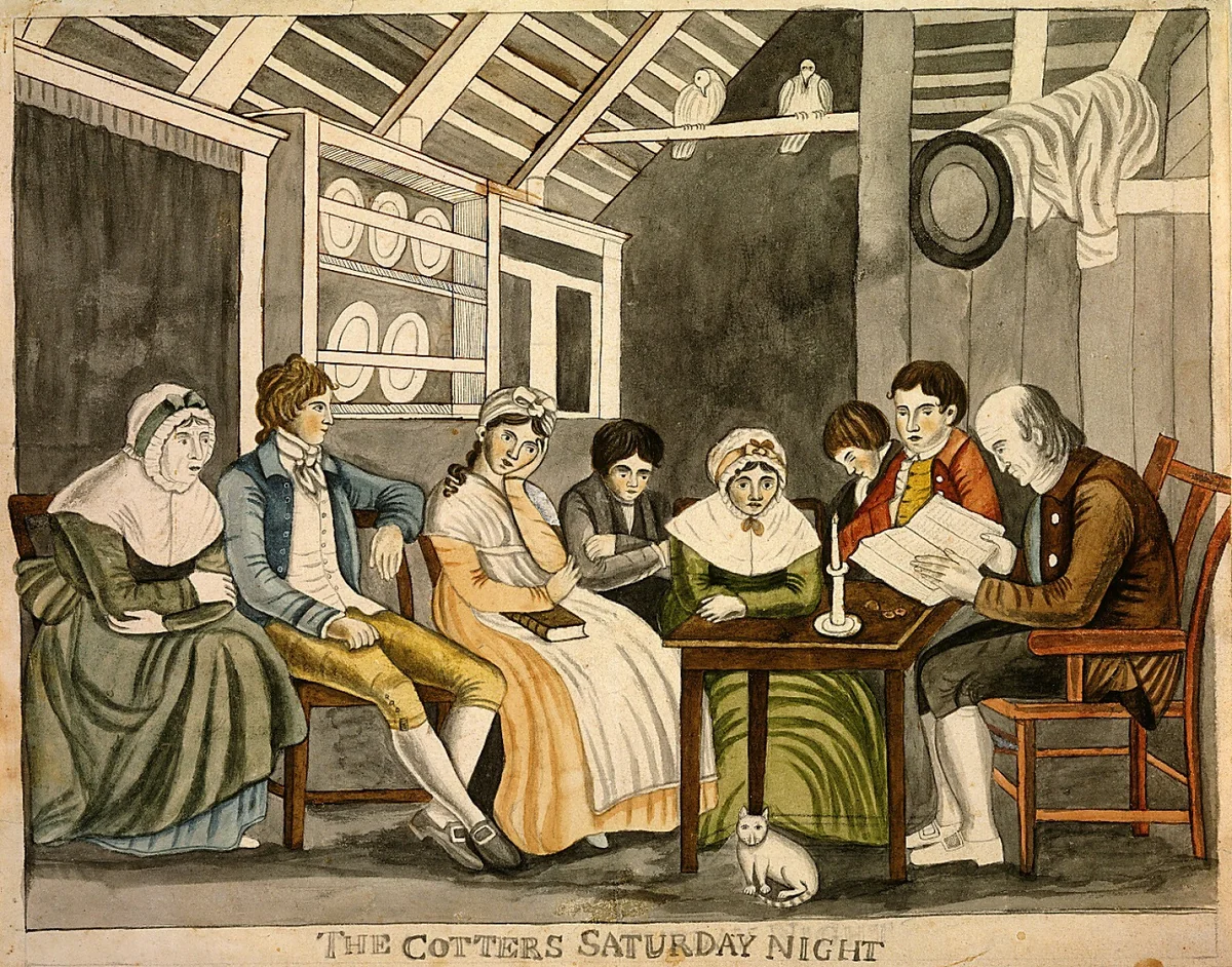 The Cotters Saturday Night by Eunice Pinney, drawing, 1815